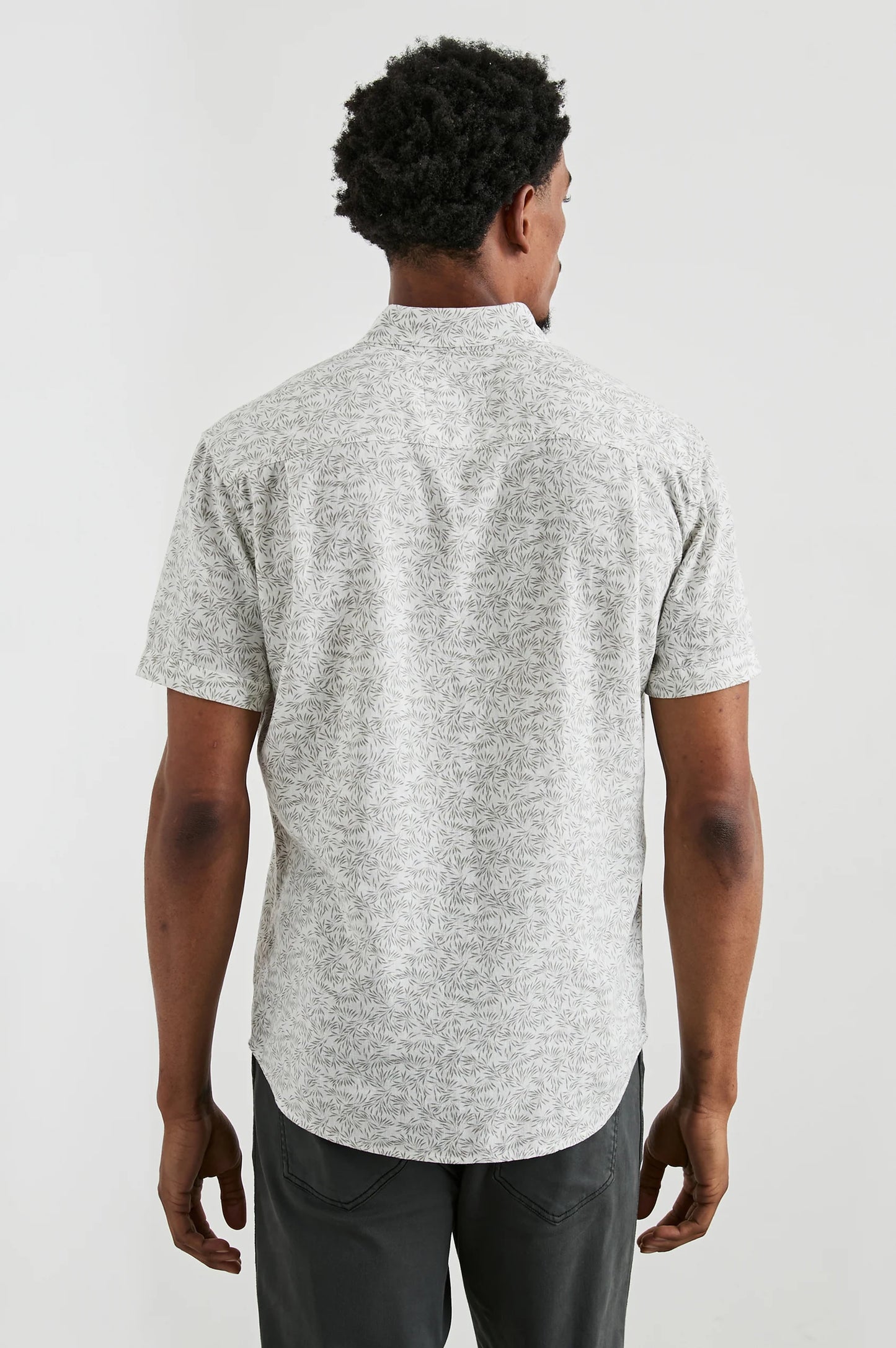 Back view of the Crop Circle White Carson Short Sleeve Shirt by Rails