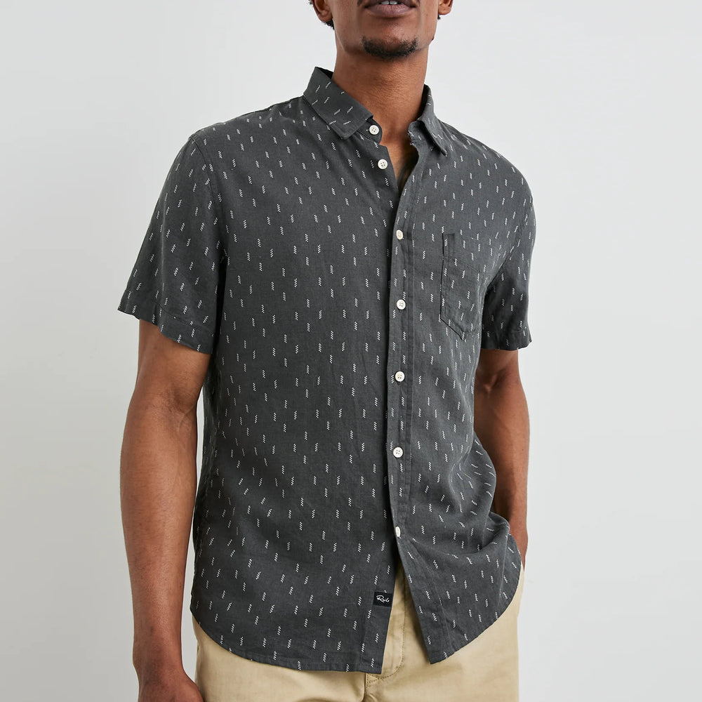 The Louis Leaf Black Carson Short Sleeve Shirt by Rails