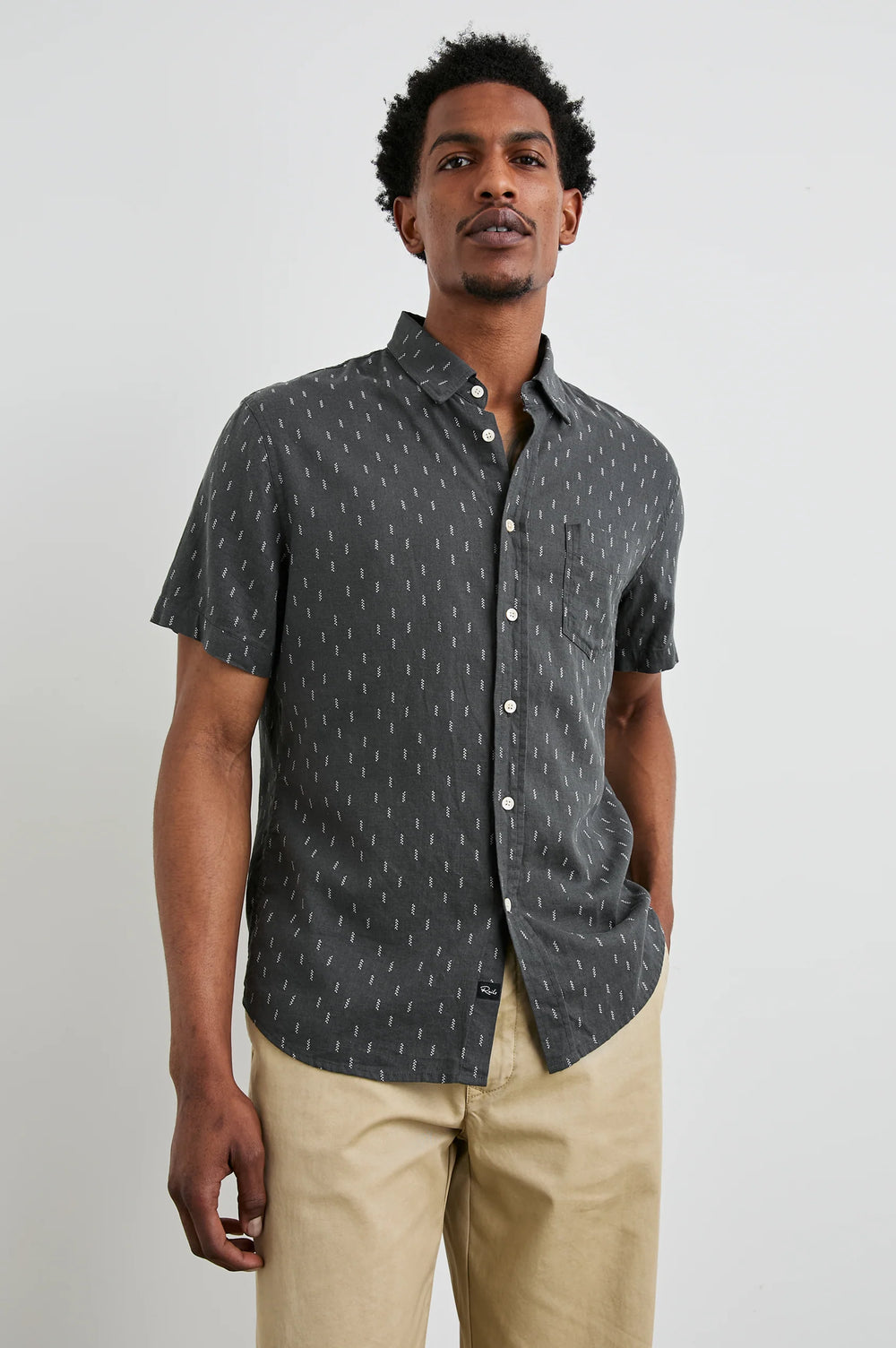 The Louis Leaf Black Carson Short Sleeve Shirt by Rails