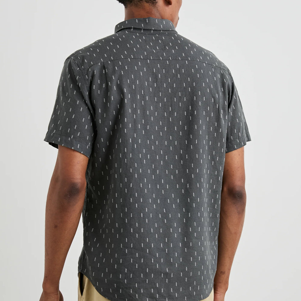 Back view of the Louis Leaf Black Carson Short Sleeve Shirt by Rails