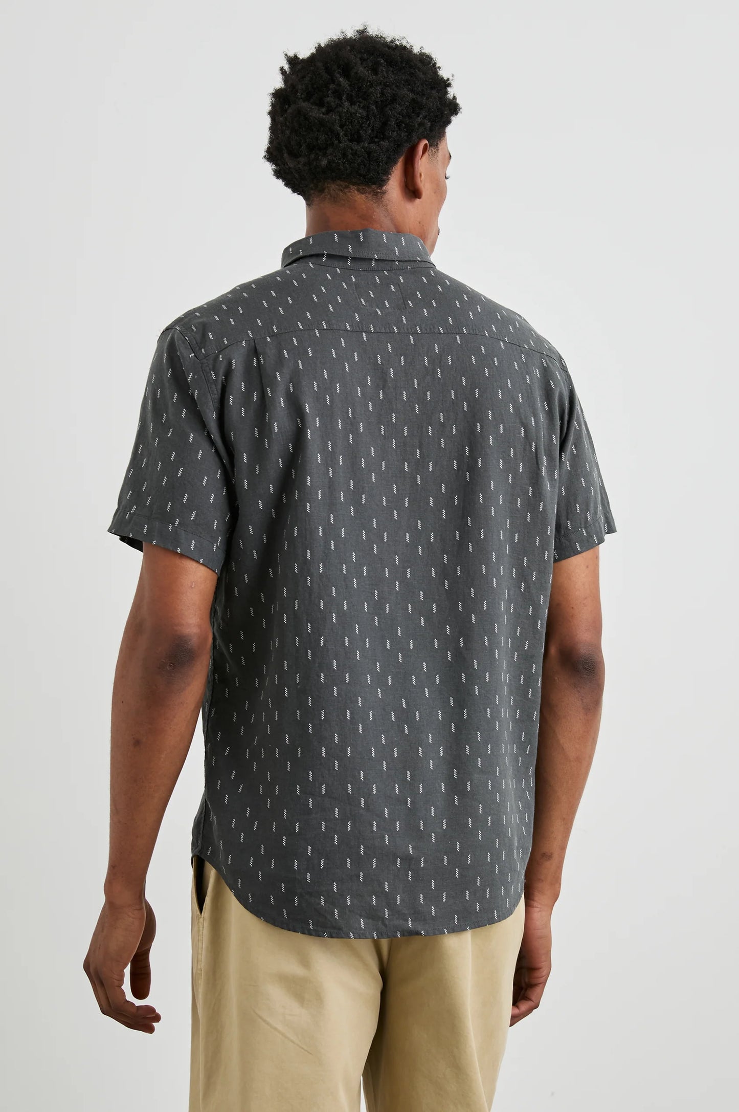 Back view of the Louis Leaf Black Carson Short Sleeve Shirt by Rails