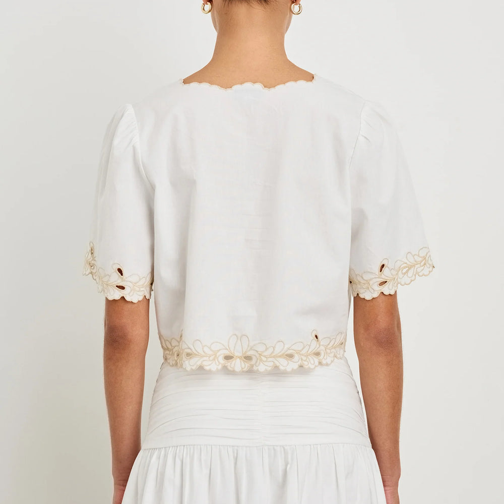 
                      
                        Scalloped hem cropped embroidered top from Rails
                      
                    