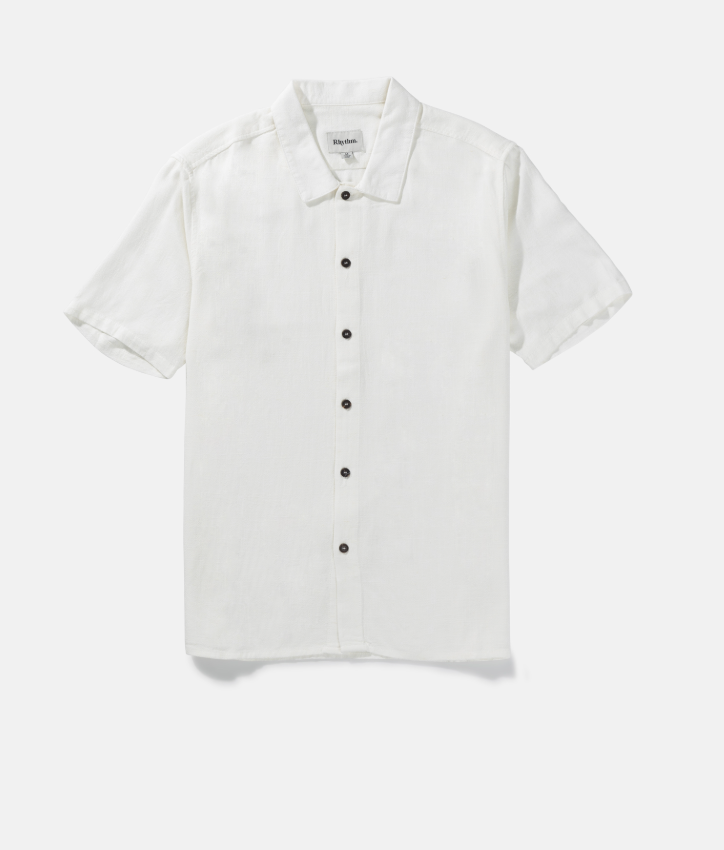 Effortlessly transition into spring when you wear the Textured Linen Short Sleeve Shirt by Rhythm, now available at Harbour Thread Burlington. 