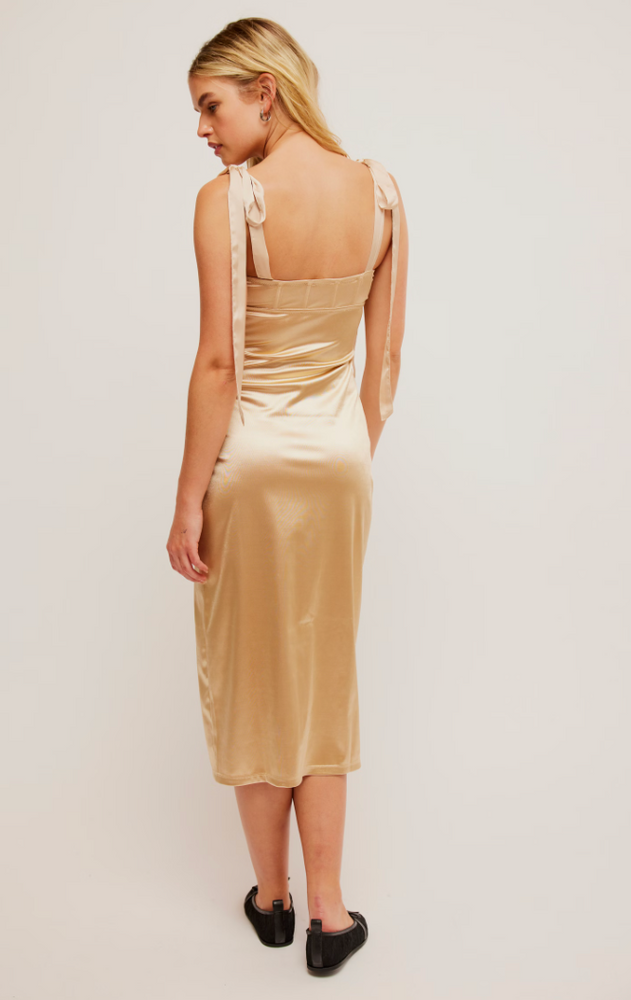 
                      
                        Back view of the Latte Casino Got Glam Midi Slip Dress by Free People
                      
                    