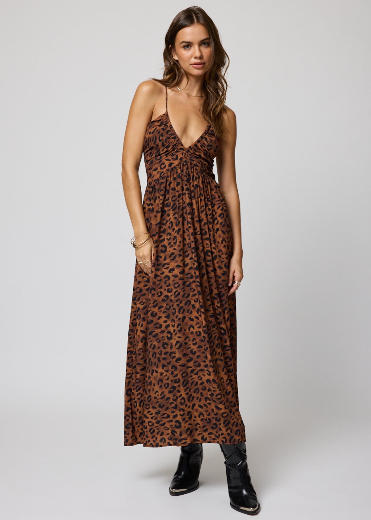 The Leopard Print Nikke Maxi Dress by the brand Stillwater