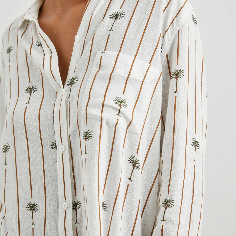 Design detail on the Stripe Palms Charli Shirt by Rails