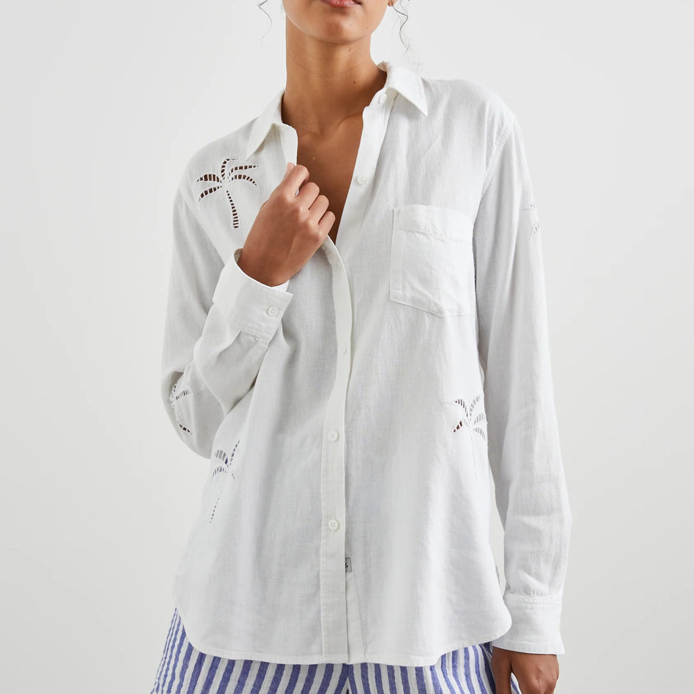 
                      
                        The White Palm Tree Eyelet Charli Shirt by Rails
                      
                    