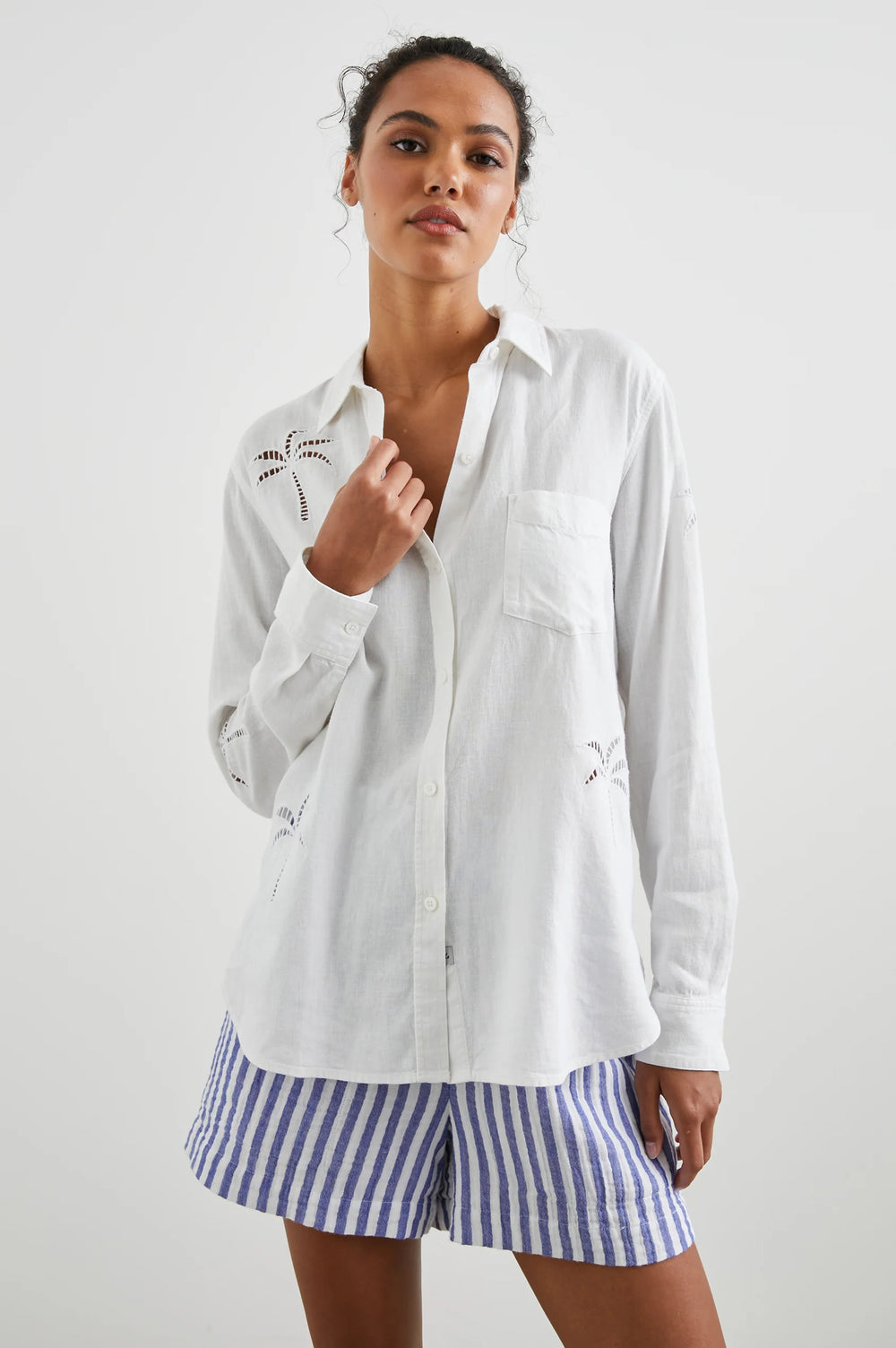 The White Palm Tree Eyelet Charli Shirt by Rails