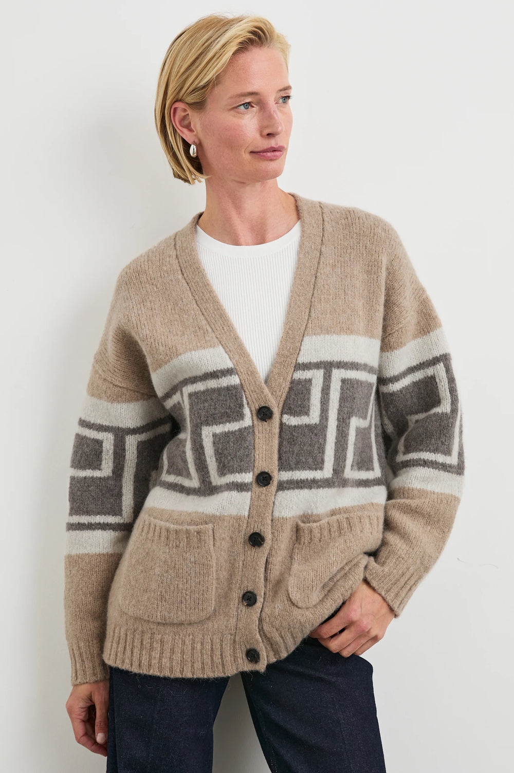 The Chelsea Cardigan is a women's wool blend cardigan