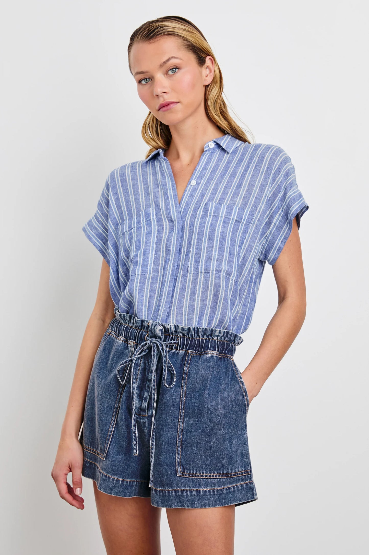 Shop the striped Linen blend Cito button-down shirt by Rails at Harbour Thread for cool coastal style. 