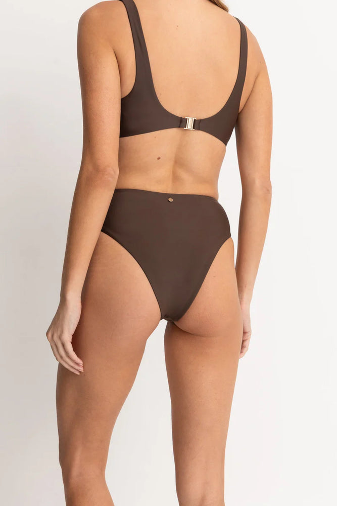 
                      
                        Brown bikini set with a high waisted pant
                      
                    