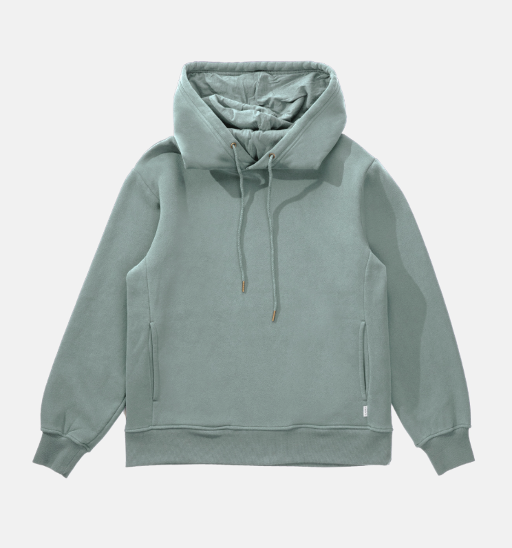 The Rhythm Classic Fleece Hood in the color Seafoam