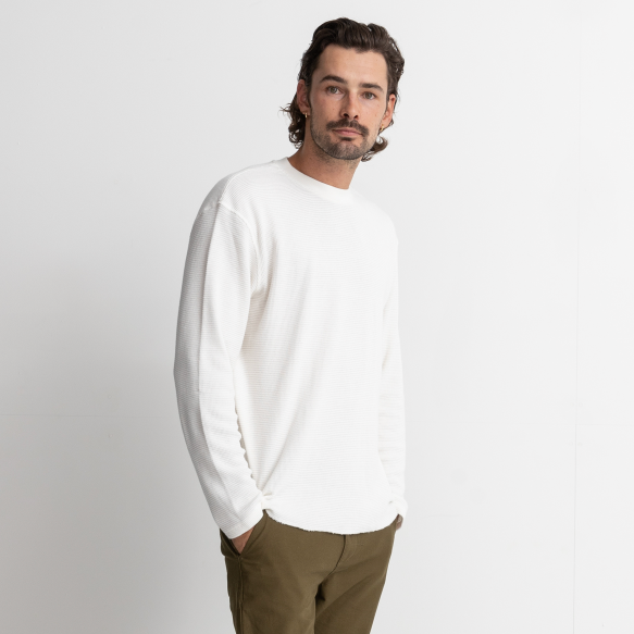 Rhythm Men's Classic Vintage White Waffle Knit Shirt