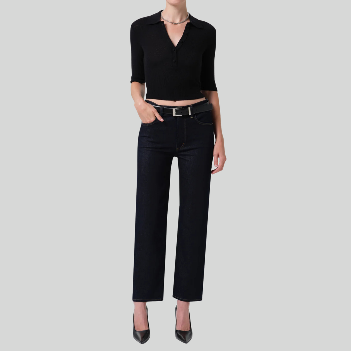 Citizens Of Humanity Palma Straight Clean Hem in the color Inky Rinse