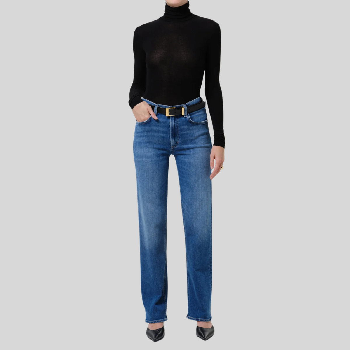 Citizens Of Humanity Women's Palma Straight Long Clean Hem in the medium wash color Palais