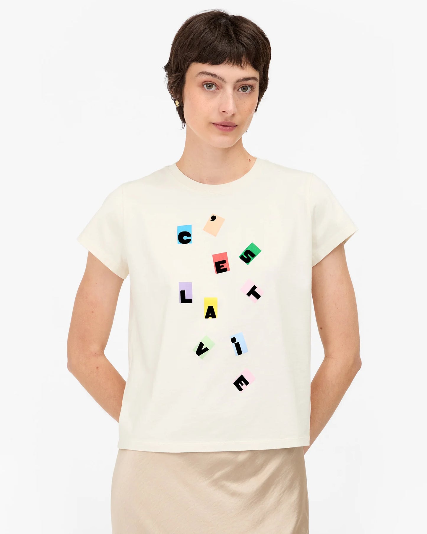 Clare V. Classic Tee in Cream C'est la Vie