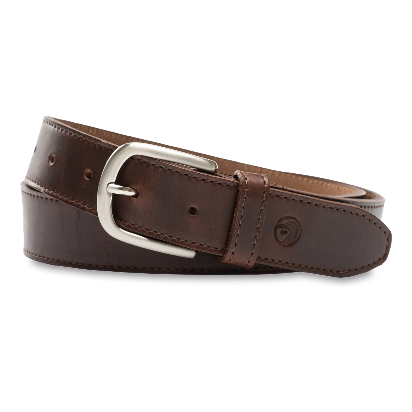 Duck Head Dark Brown Leather Belt with Nickel Buckle