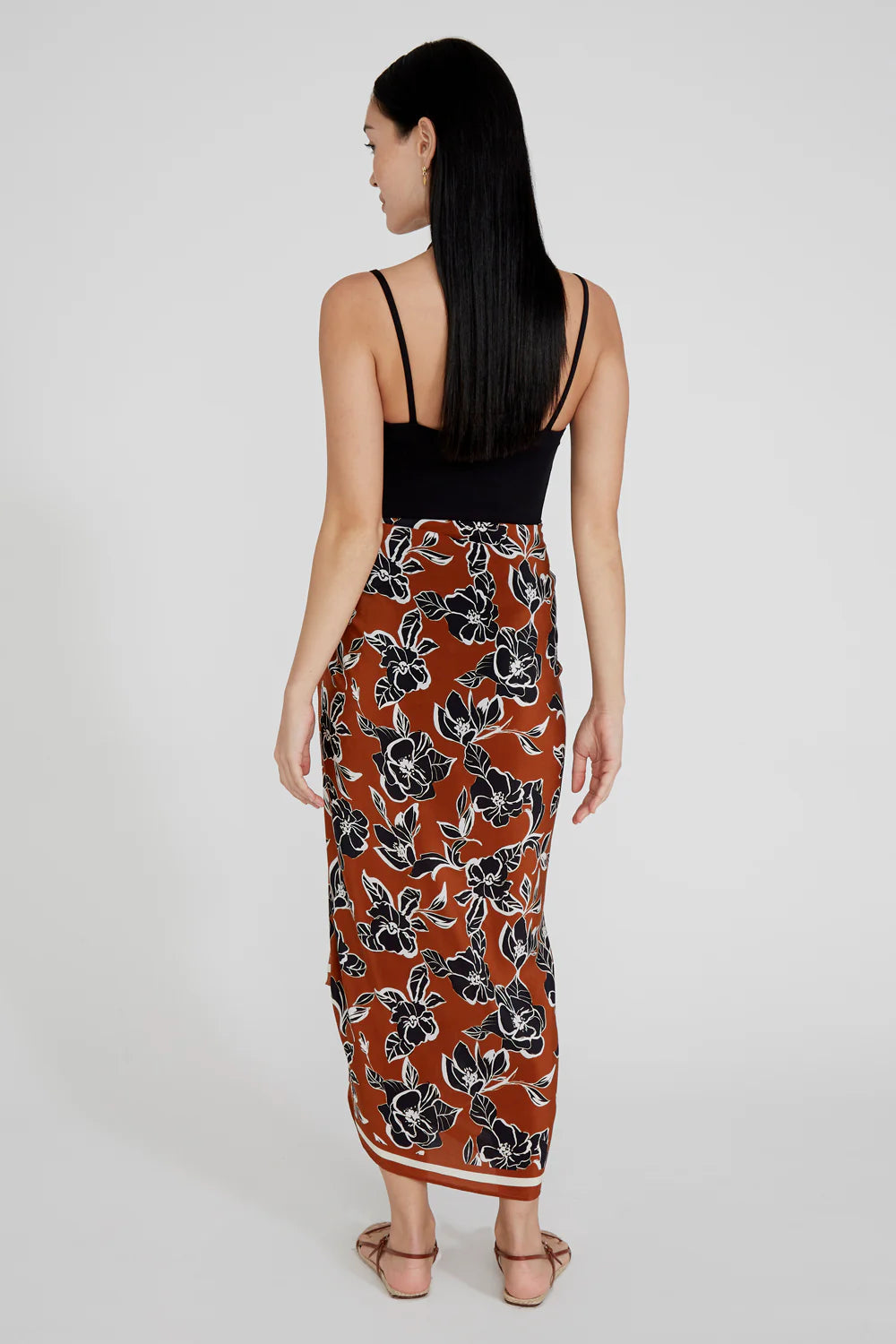 Back view of the Umber Cassia Printed Sarong by Chan Luu