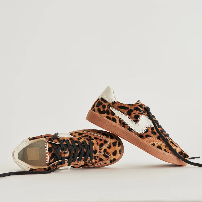 The Notice Stitch Sneakers in Dark Leopard Calf Hair by the brand Dolce Vita