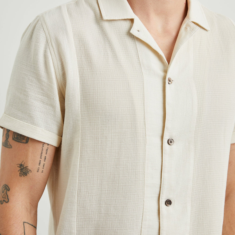 
                      
                        Front design detail on the Parchment Wheat Duke Shirt by Rails
                      
                    