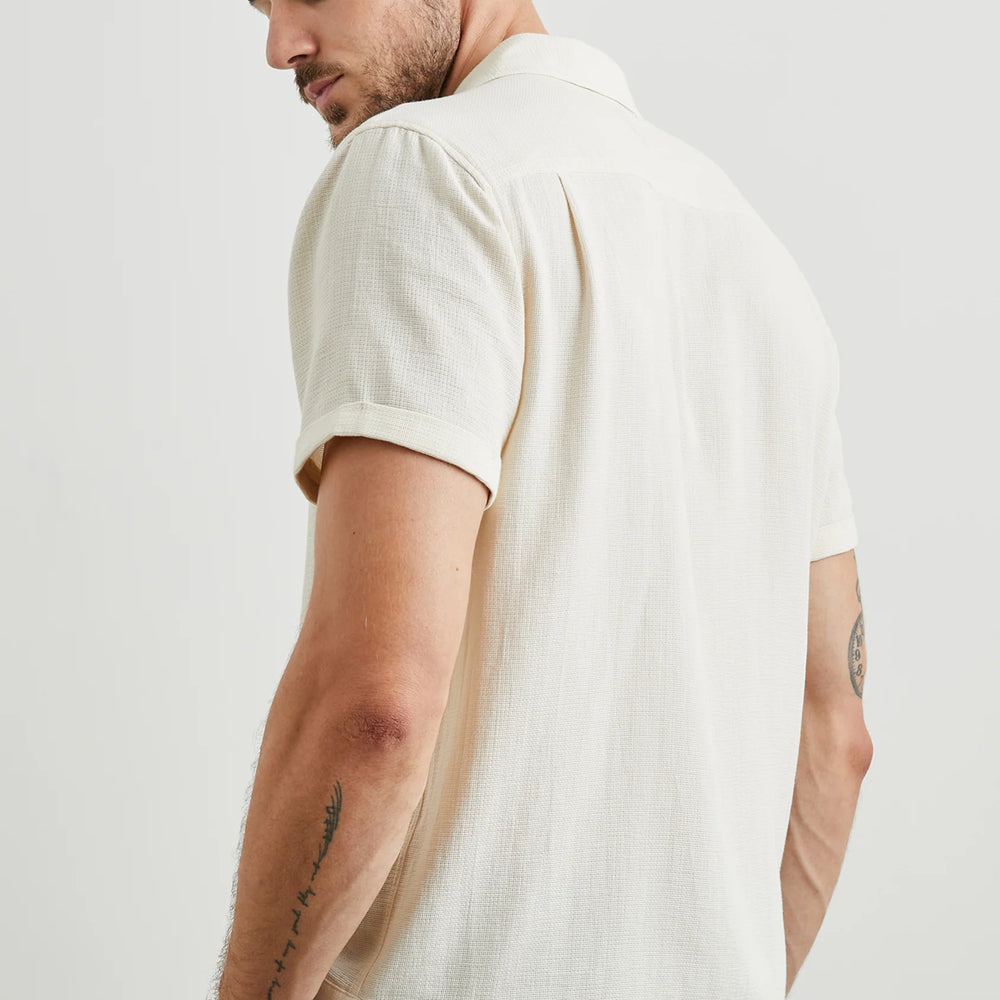 Back view of the Parchment Wheat Duke Shirt by Rails