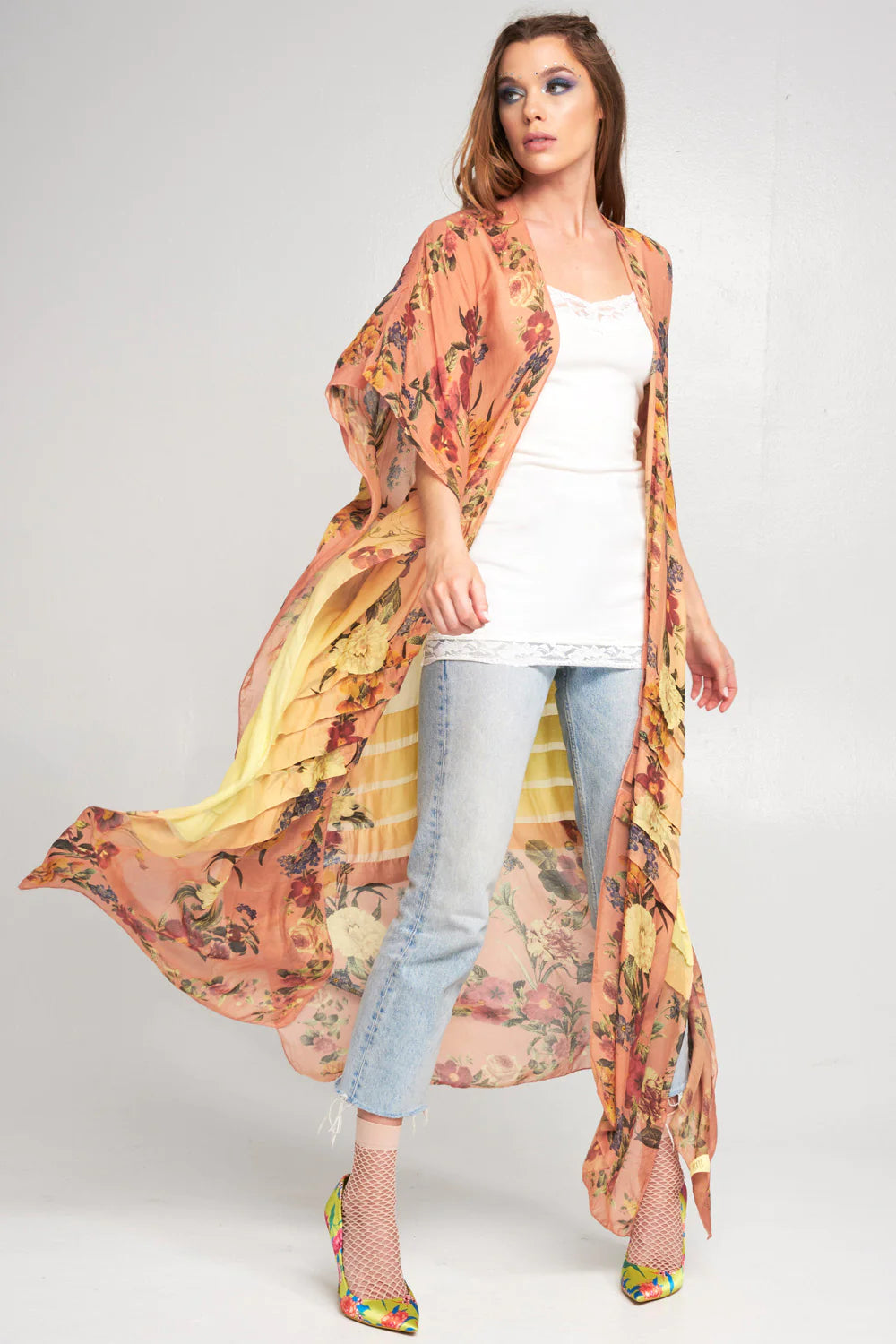 Aratta Softness Blooms Kimono - Ombre Mauve