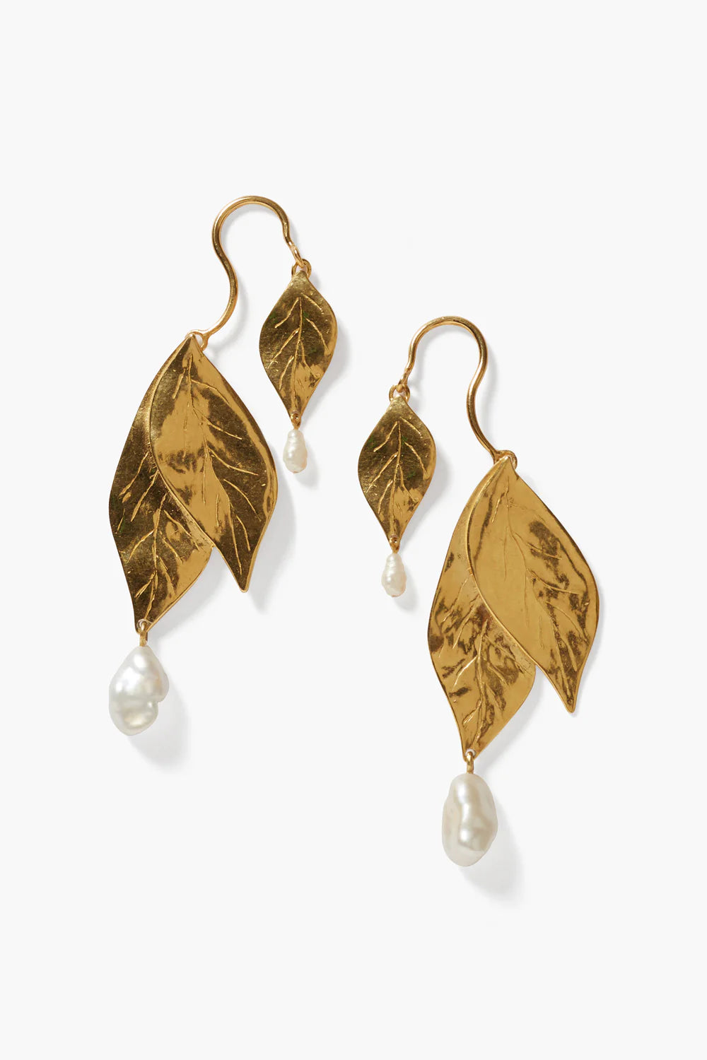 Chan Luu's Falling Leaf White Pearl Earrings