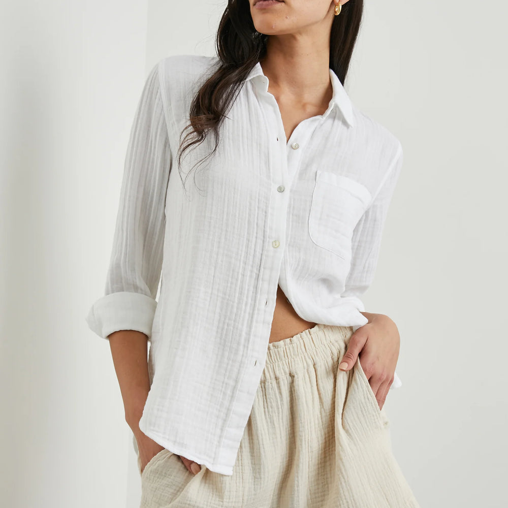 
                      
                        The White cotton gauze Ellis Shirt by Rails
                      
                    