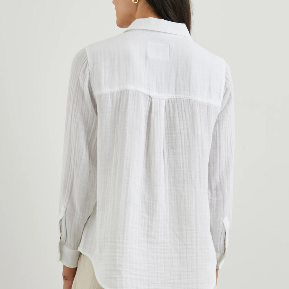 
                      
                        Back view of the White cotton gauze Ellis Shirt by Rails
                      
                    