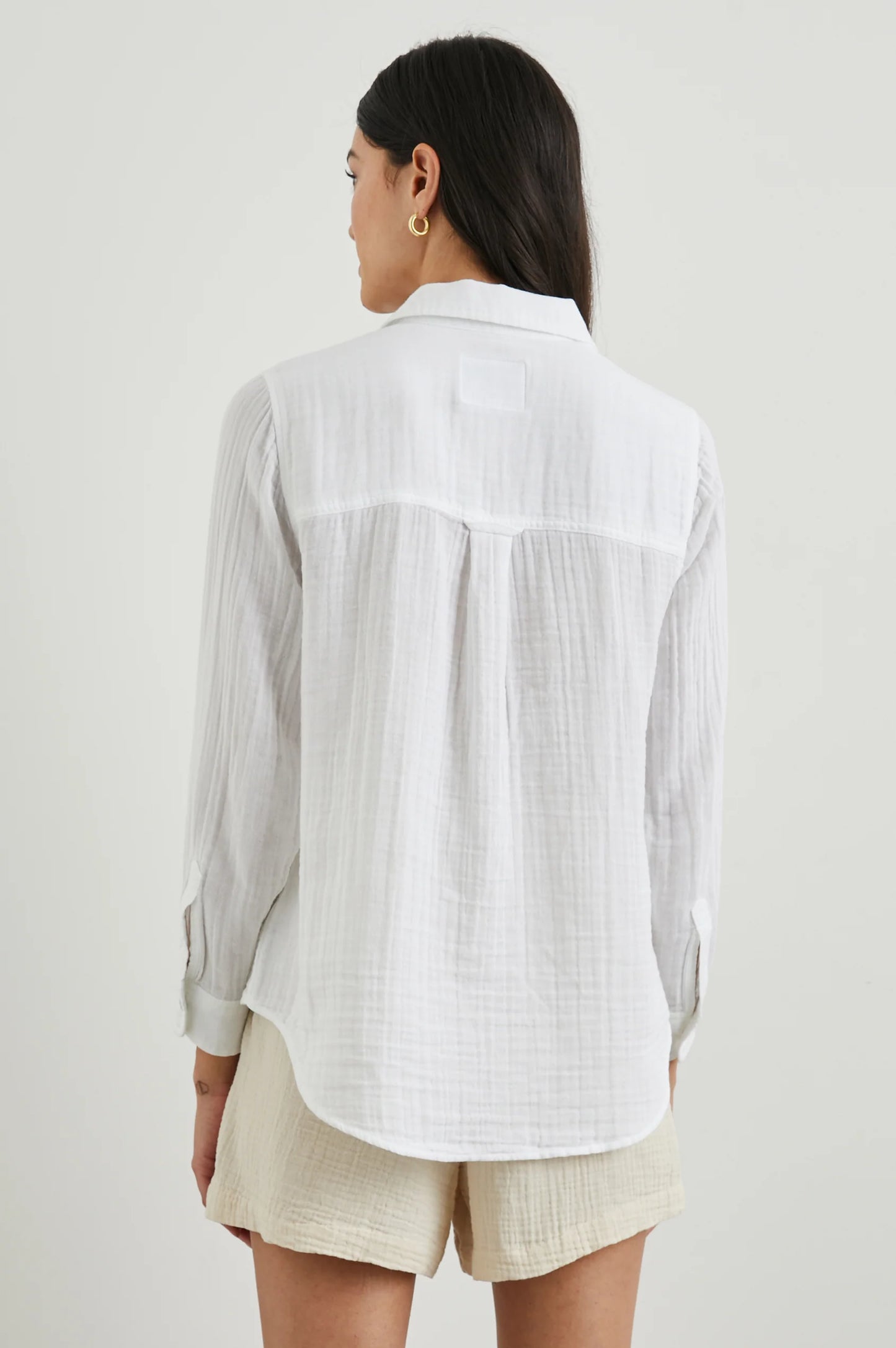 Back view of the White cotton gauze Ellis Shirt by Rails