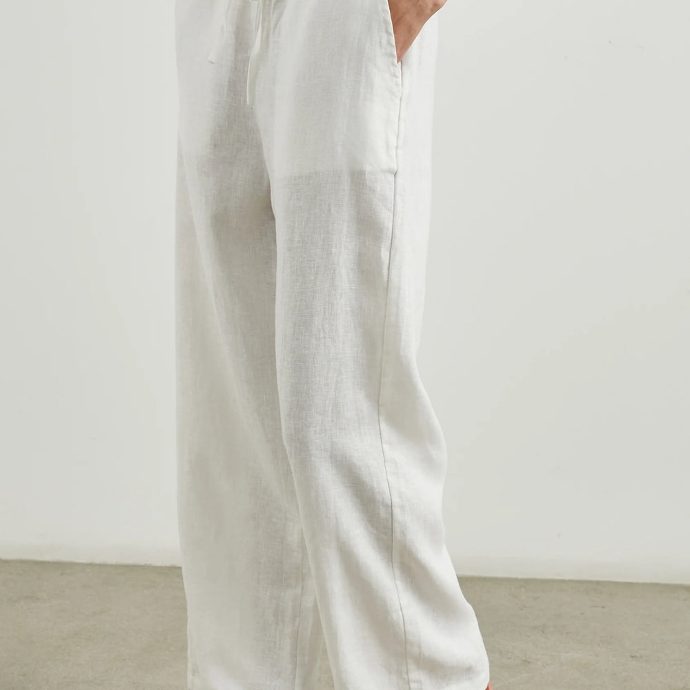 Shop women's linen pants for summer at Harbour Thread boutique. New arrivals include the Rails Emmie Pant in White. 