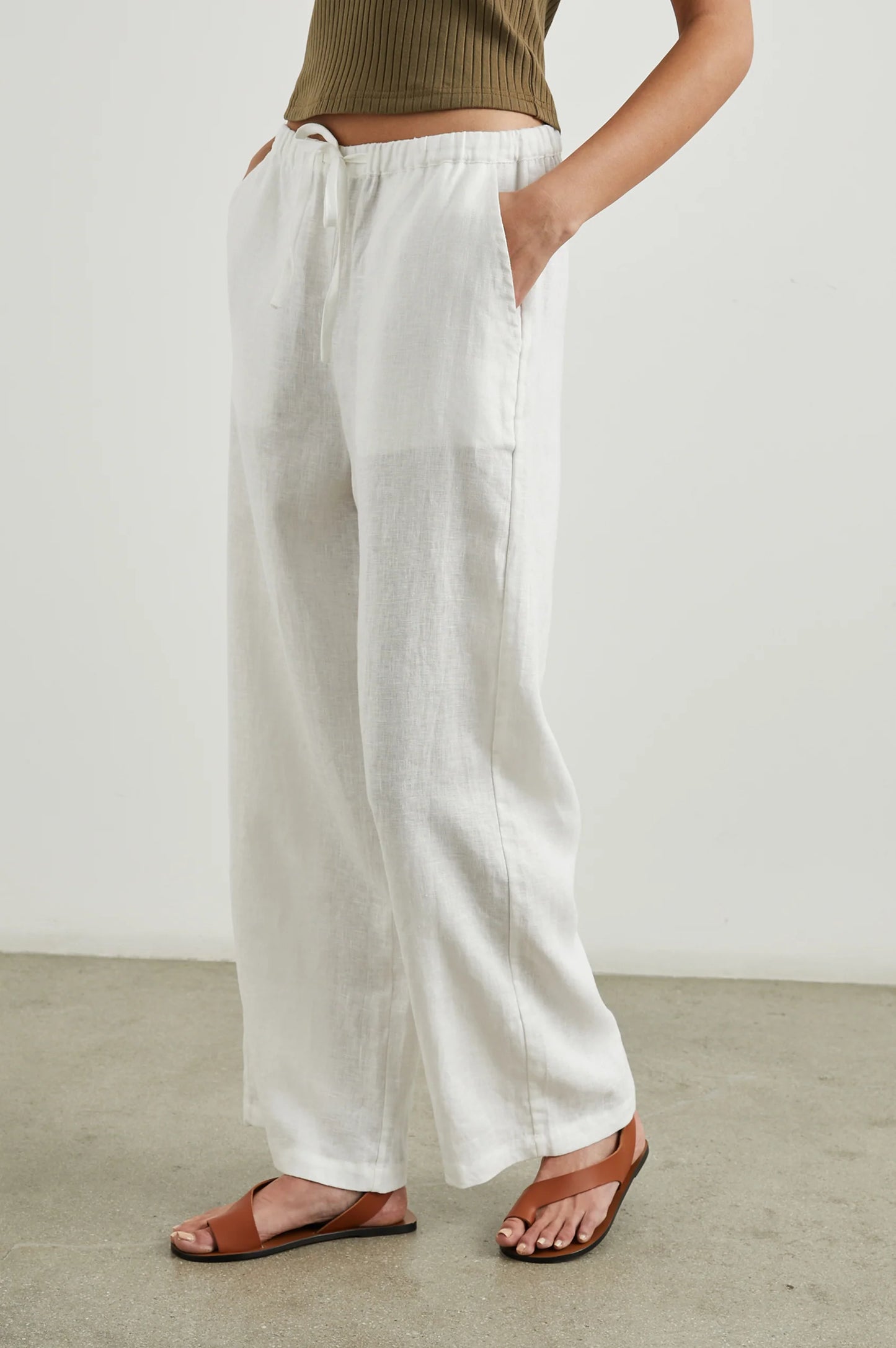 Shop women's linen pants for summer at Harbour Thread boutique. New arrivals include the Rails Emmie Pant in White. 