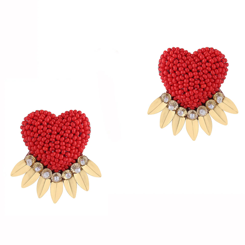 The red Danika Earrings by Deepa Gurnani