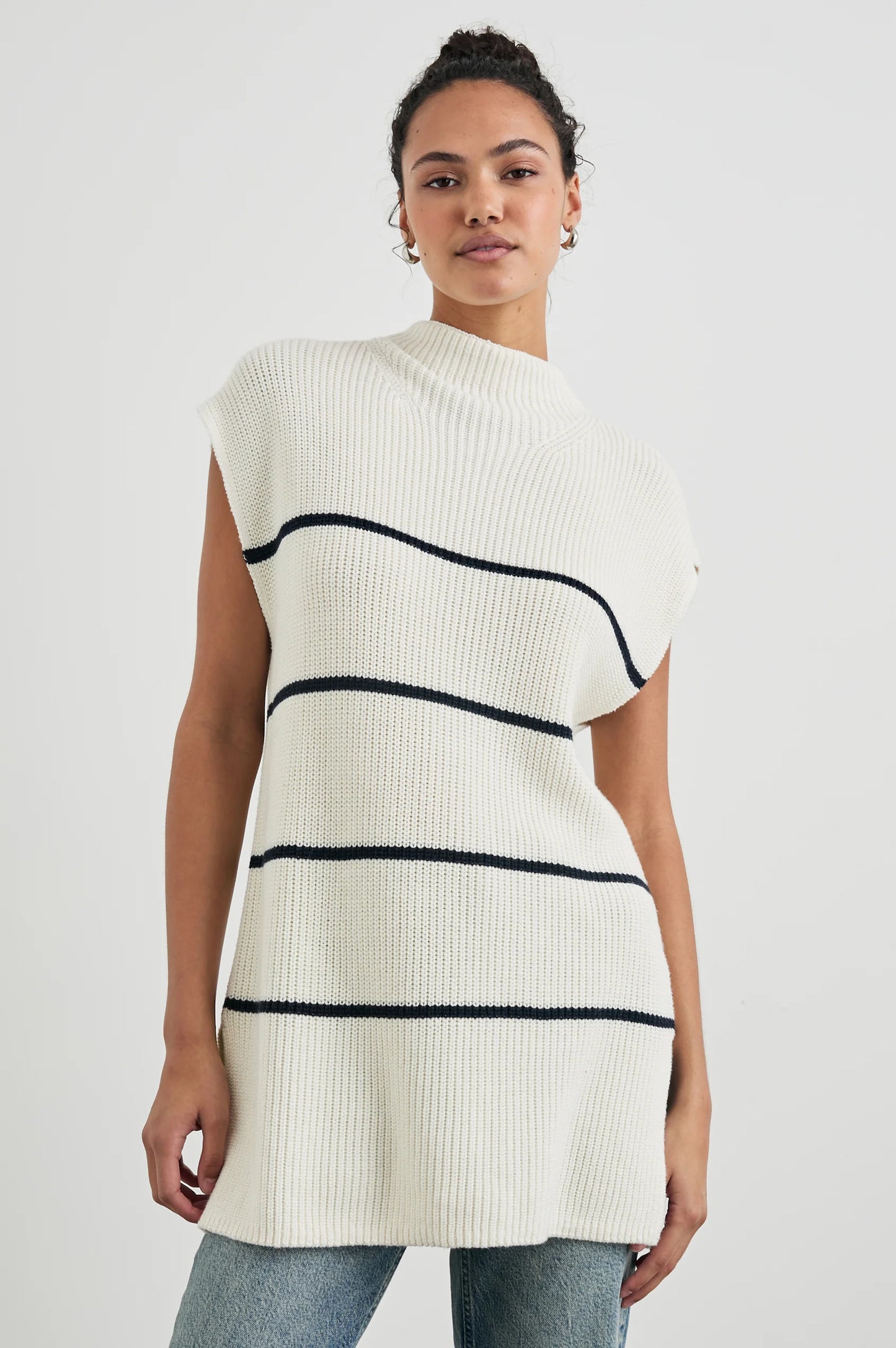 The Ivory Navy Stripe Etta Sweater by Rails