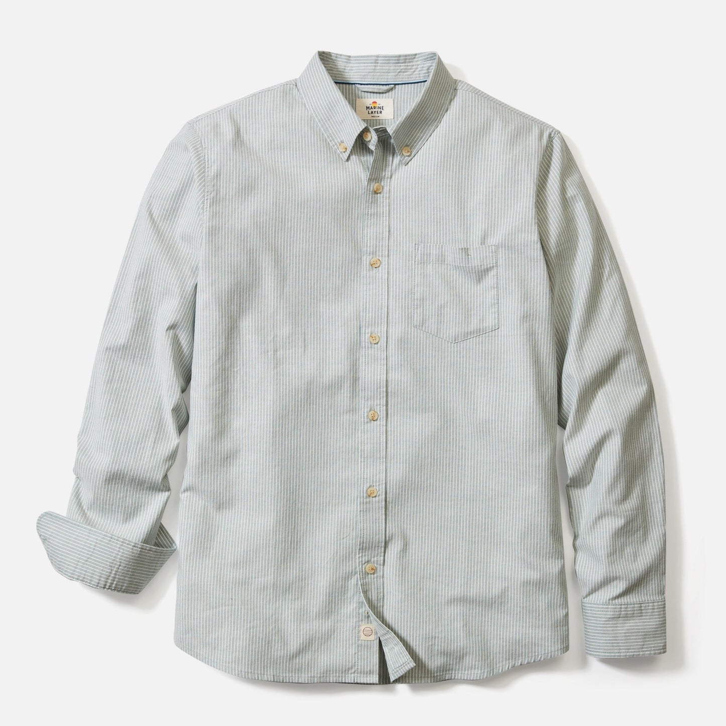 Marine Layer Men's California Oxford Shirt in Deep Sea Stripe