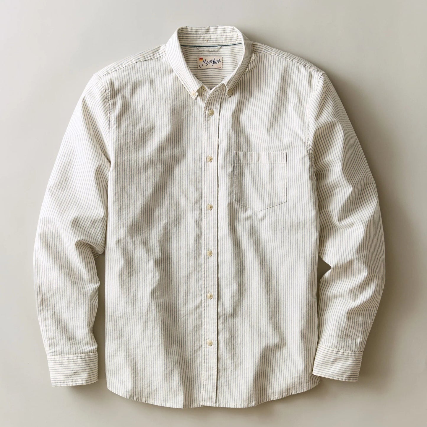 Marine Layer Men's California Oxford Shirt in the color Taupe Houndstooth