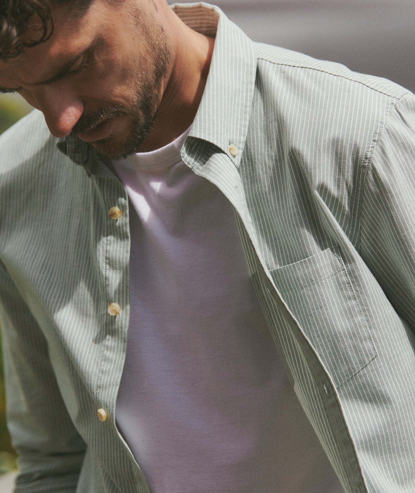 Men's casual striped button down shirt