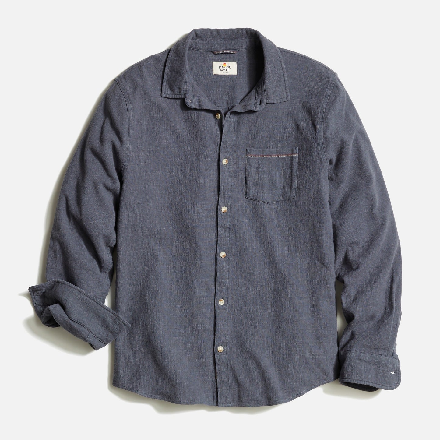 Marine Layer Men's Stretch Selvage Long Sleeve Shirt in India Ink