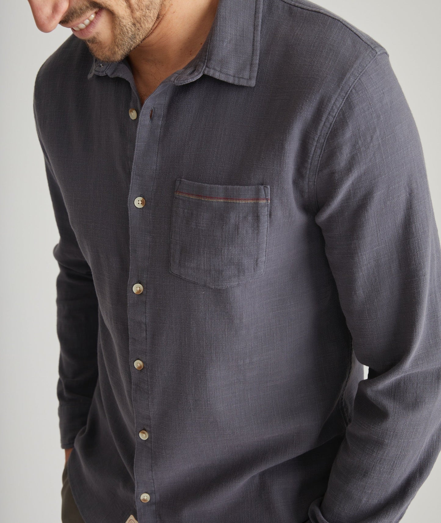 faded navy men's button down