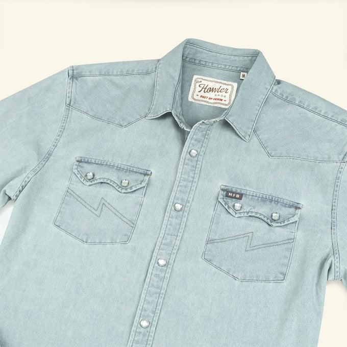 
                      
                        Howler Bros Dust Up Denim Snapshirt - Garth Light Wash
                      
                    