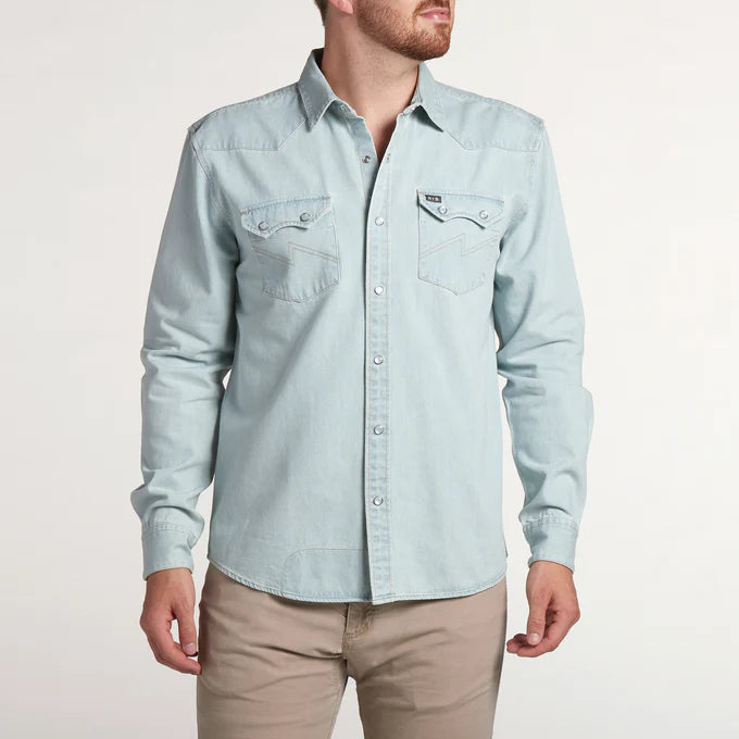 Howler Bros Dust Up Denim Snapshirt - Garth Light Wash