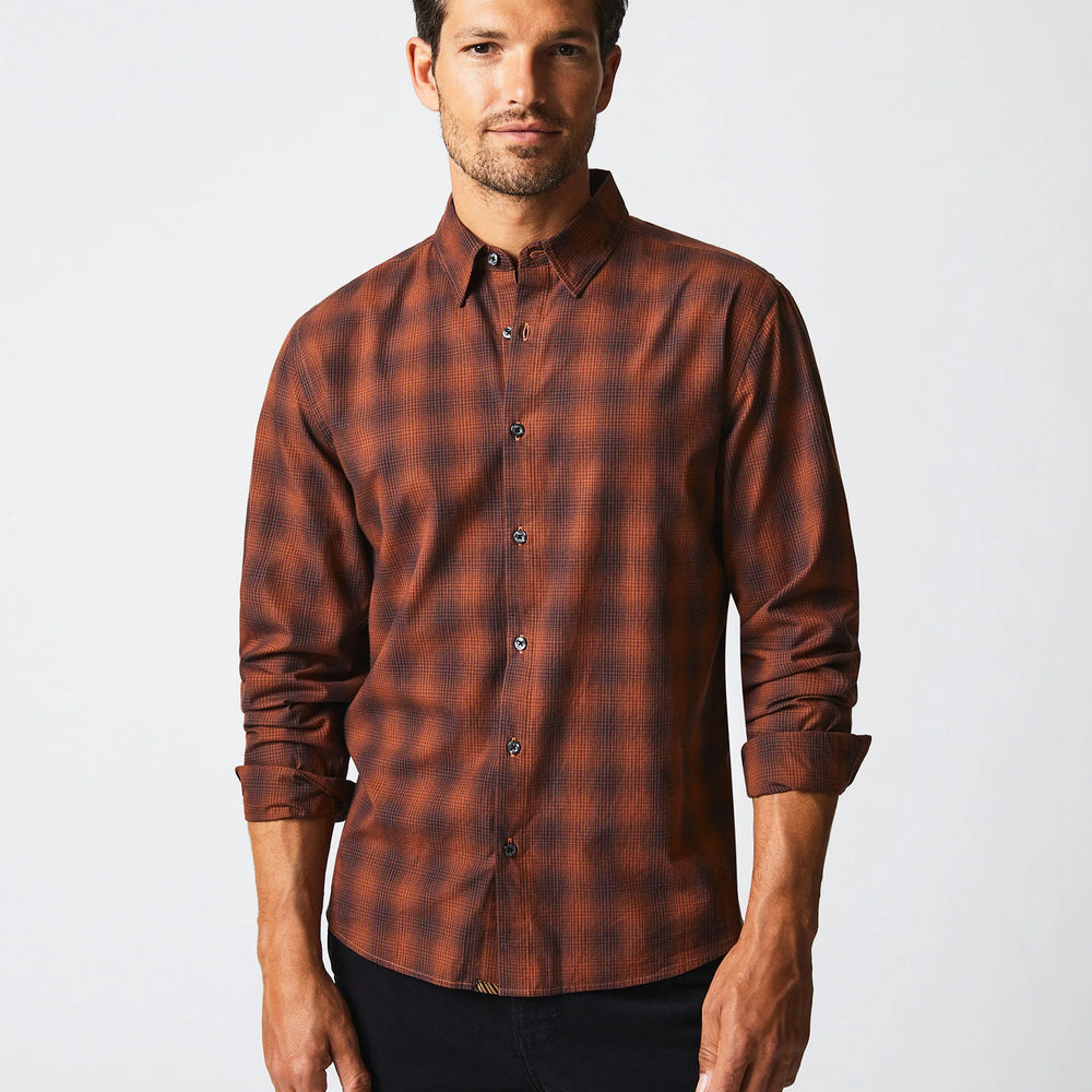 Billy Reid Shadow Plaid Tuscumbia Shirt - Black/Rust