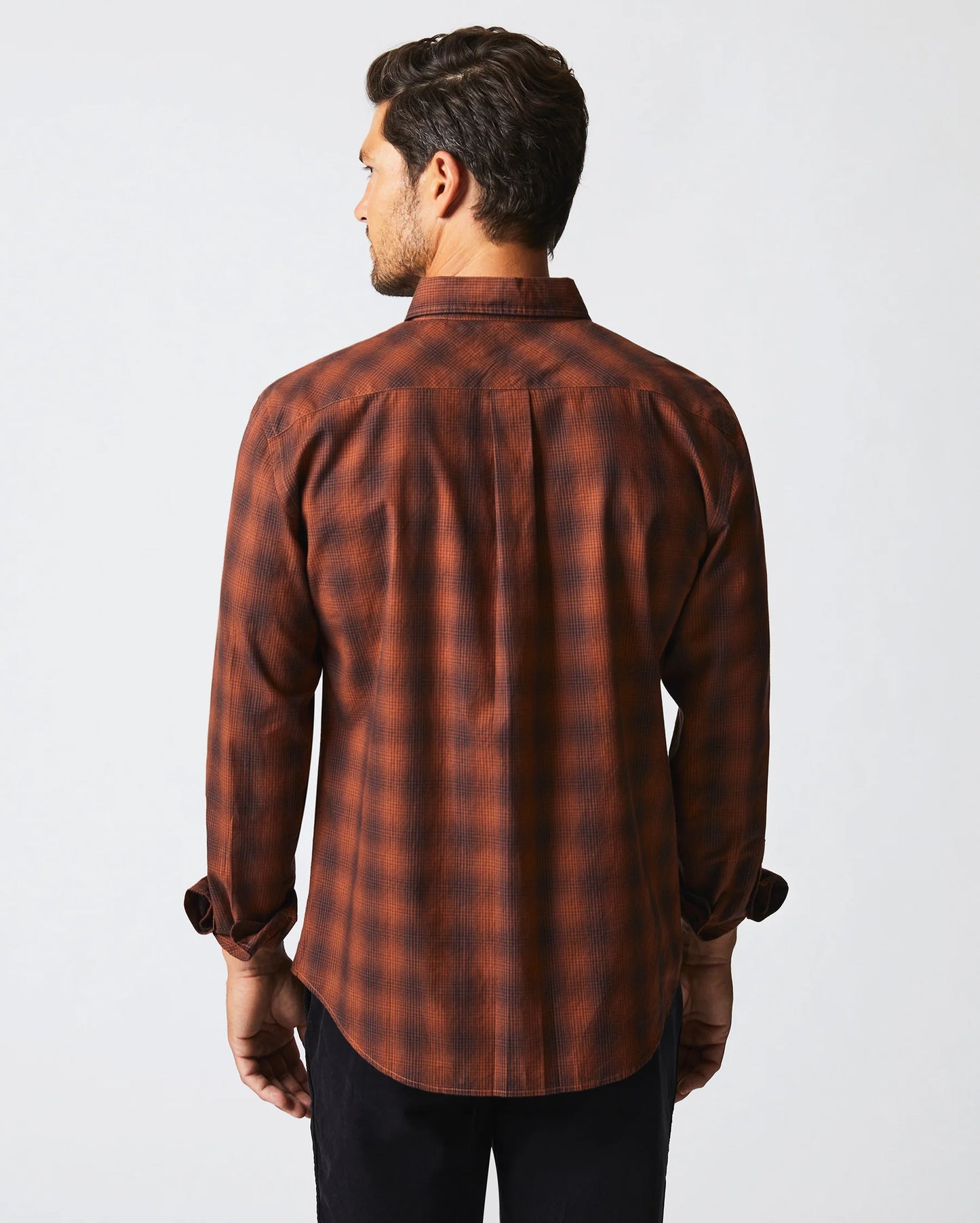 Billy Reid Shadow Plaid Tuscumbia Shirt - Black/Rust