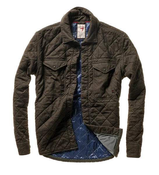 The Dark Loden Tick Weave Shirtjacket by Relwen