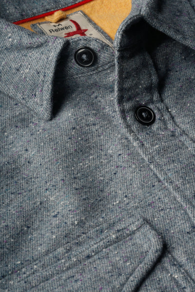 
                      
                        Design detail on the Steel Grey Donegal Utility Workshirt by Relwen
                      
                    