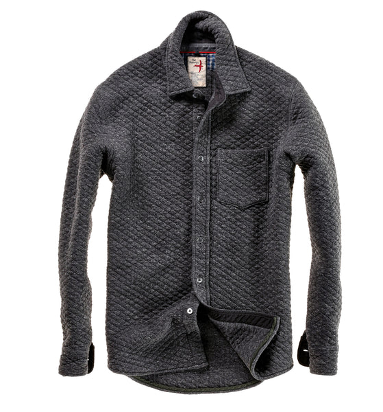 
                      
                        The men's charcoal marl Bubble Knit Shirt by Relwen
                      
                    