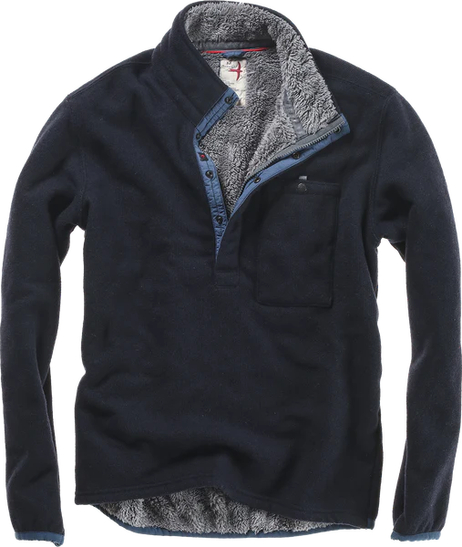 Relwen's Wool Shag Popover Sweater in the color Navy