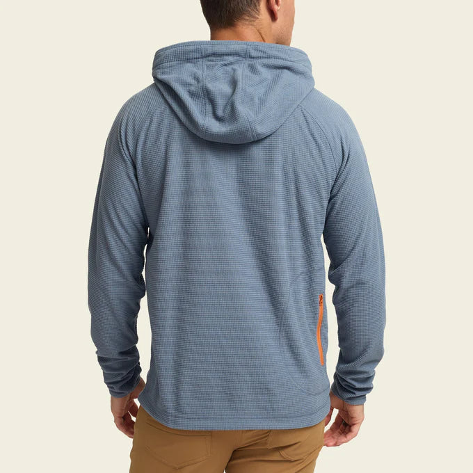 
                      
                        Back view of the Mirage Blue Palo Duro Fleece Hoodie by Howler Brothers
                      
                    