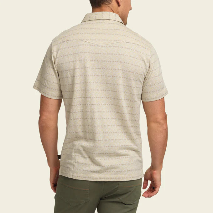 
                      
                        Back view of the Chiba Jacquard Creme Ranchero Jacquard Polo by Howler Bros
                      
                    