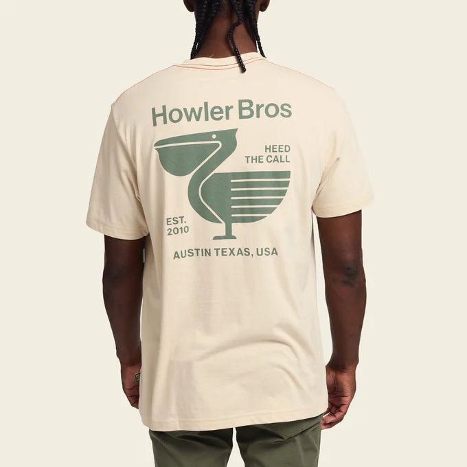Back view of the Blended Pelican Postage Pocket T-Shirt by Howler Bros